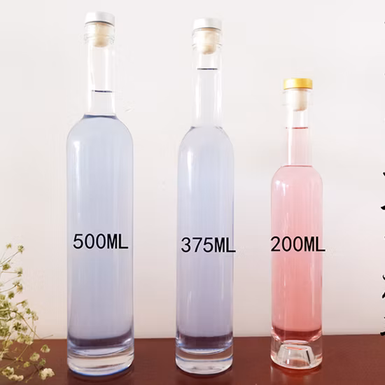 Clear 200ml 375ml 500ml Ice Wine Glass Bottle with Rubber Cork Stopper