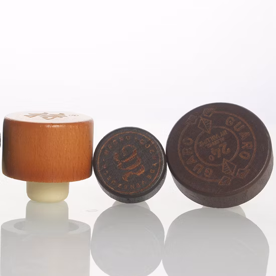 바 상단과 유리병 코르크가 있는 고품질 맞춤형 합성 목재 와인 병 마개